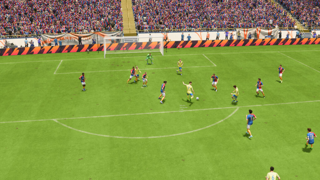 A replay showing a player about to score a goal