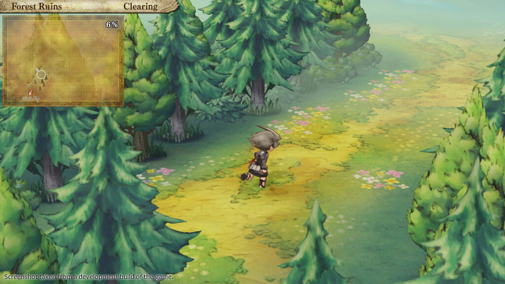 The character Meurs running around a forest area in The Legend of Legacy