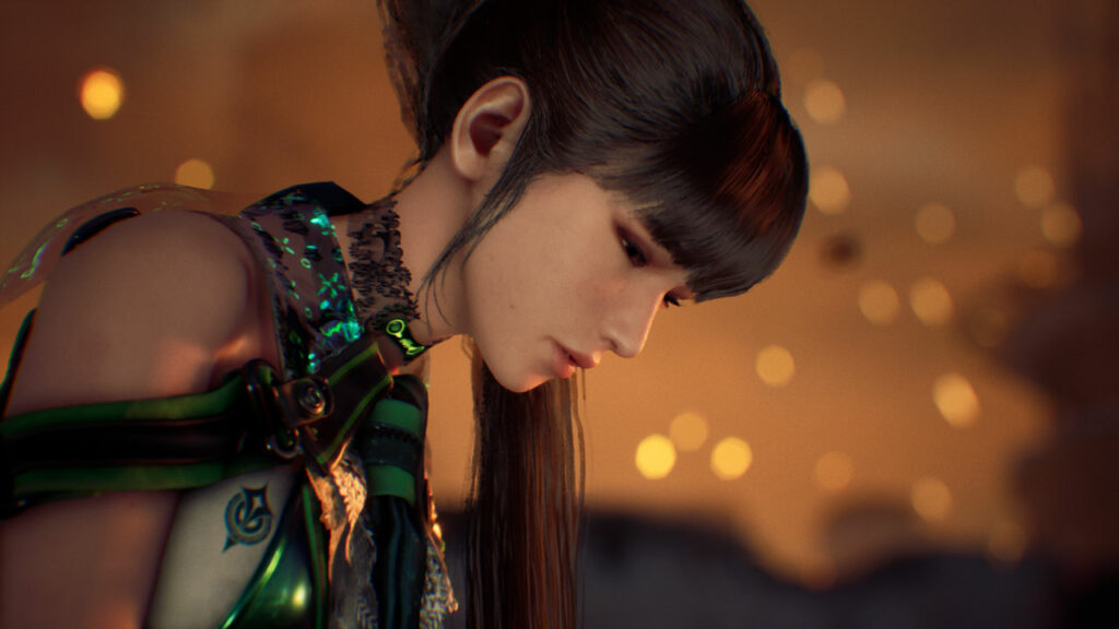 A cutscene from Stellar Blade featuring the main character, Eve.