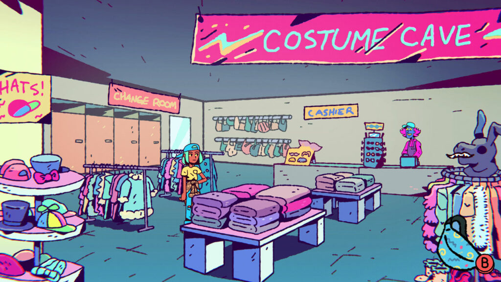 Your character in The Big Con in a clothing store