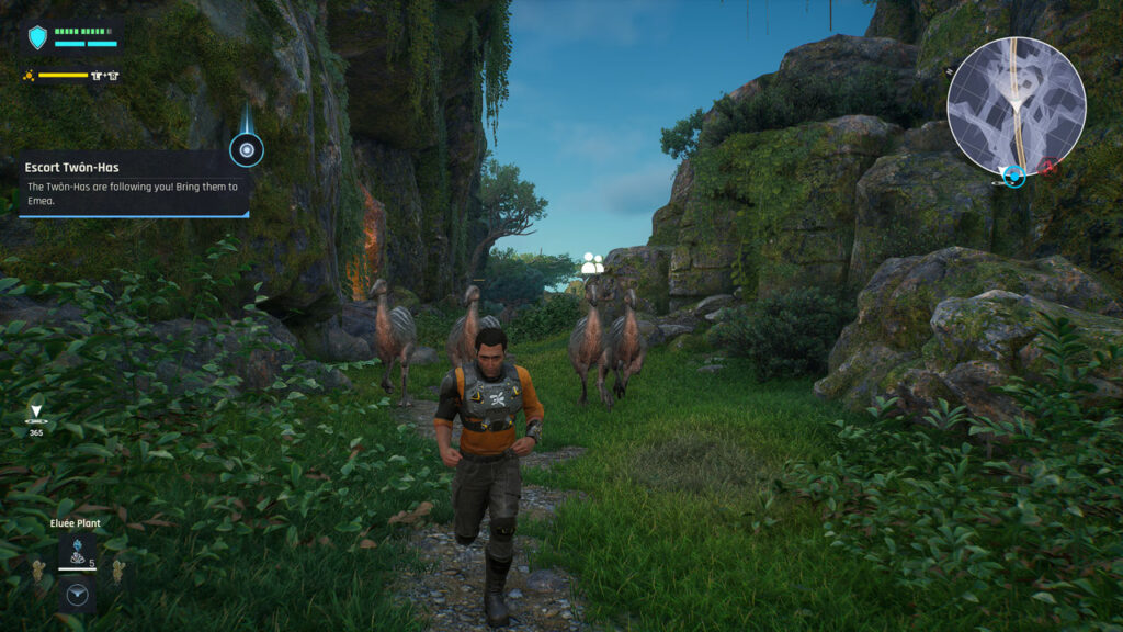 Cutter Slade escorting some animals in a mission from Outcast: A New Beginning.