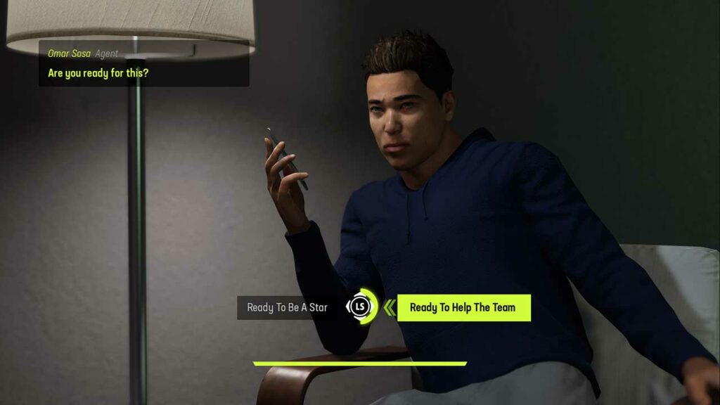 My character in Face of the Franchise talking on the phone