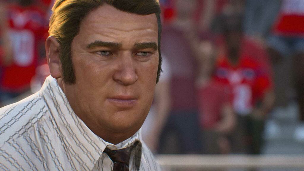 An in-game shot of John Madden from Madden NFL 23