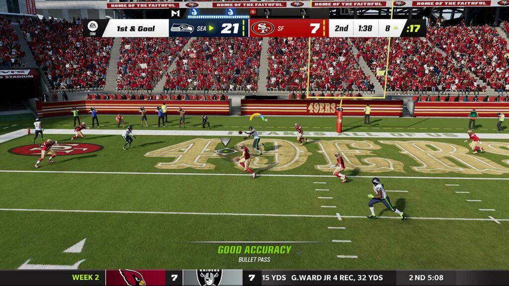 An example of Madden NFL 23's Precision Passing reticle 