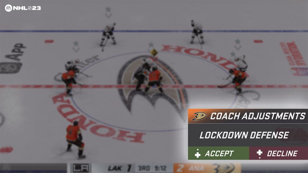 An example of coaching suggestions in NHL 23