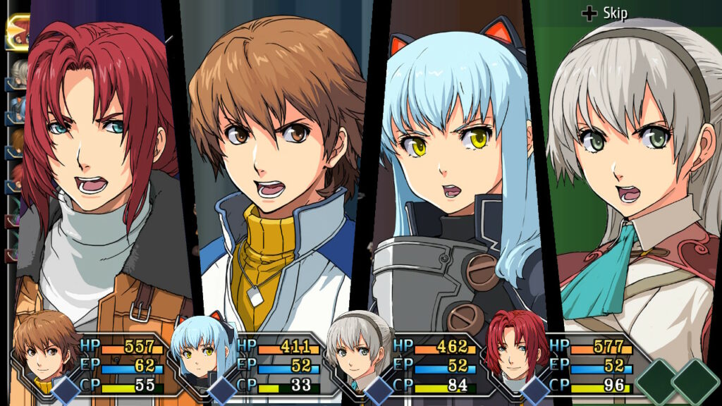 The four main characters from Trails from Zero about to perform a team rush attack