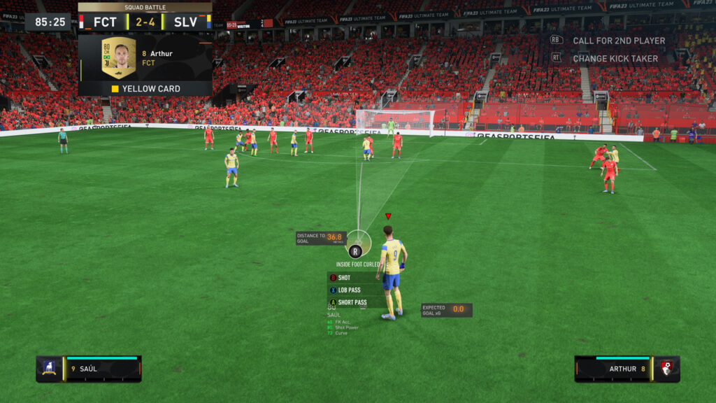 An example of the free-kick mechanic in FIFA 23