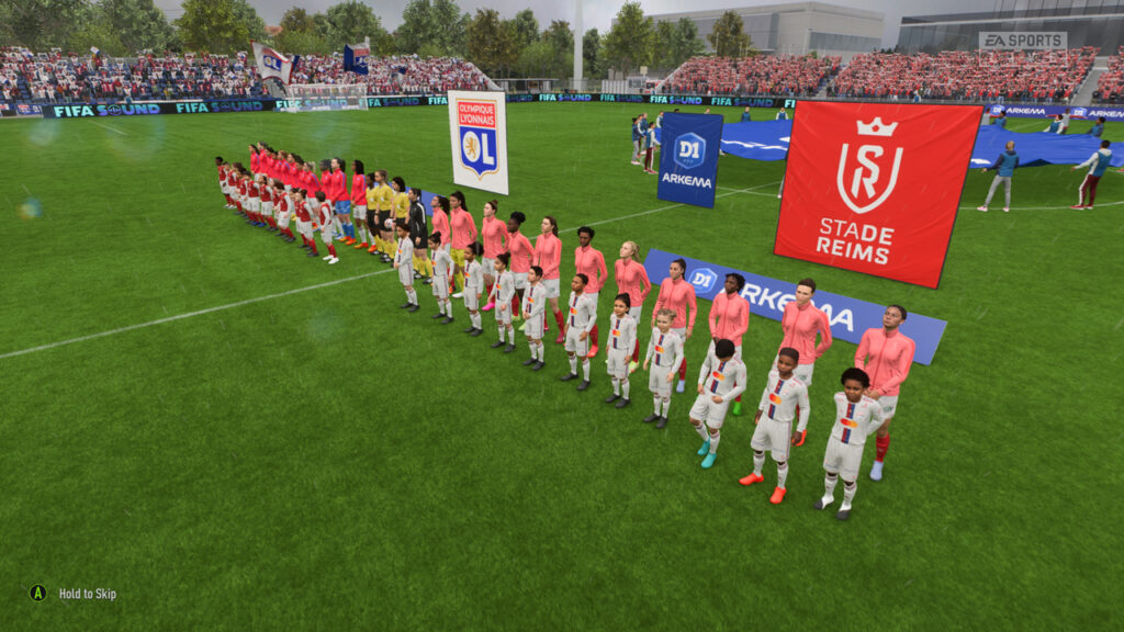 Players lining up before a Women's French League match from FIFA 23