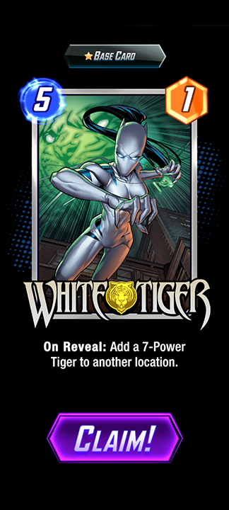 The White Tiger card in Marvel Snap