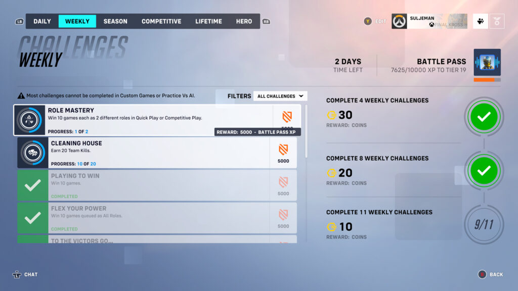 The Weekly challenges for the first week of Season 1 of Overwatch 2
