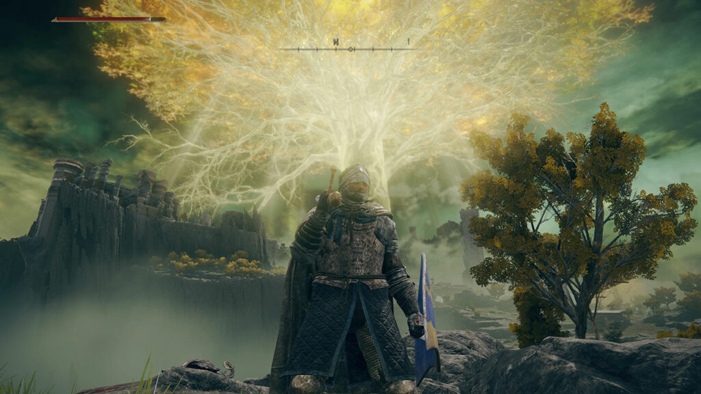 My Elden Ring character standing with the giant glowing tree behind them