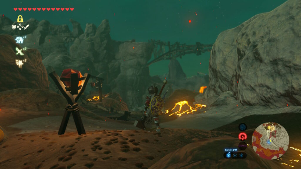 Link in flame protection armor wandering north of Goron City
