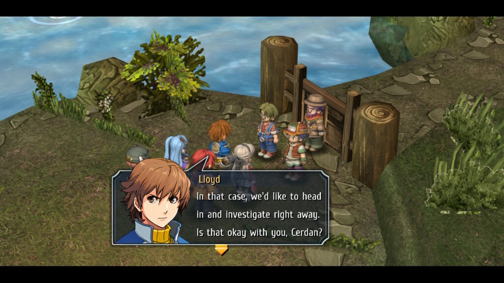 A section of dialogue around the Boathouse in Trails to Azure