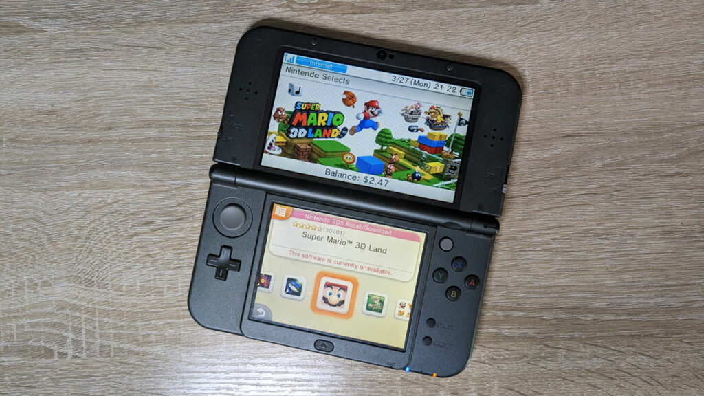 The Super Mario 3D Land page in the eShop 3DS Shop