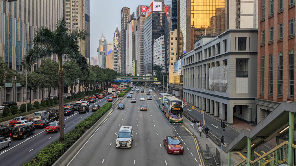 A photograph showing traffic in Central, Hong Kong