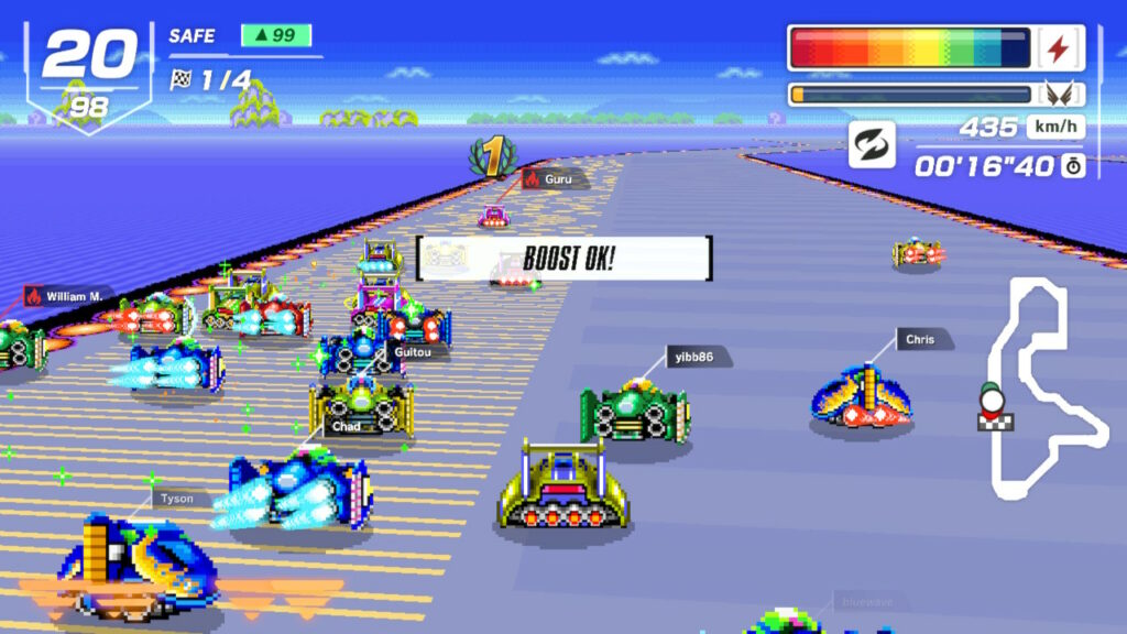 Entering the Pit area in an F-Zero 99 Race
