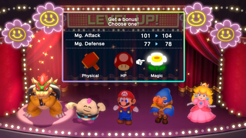 The bonus Level Up screen from Super Mario RPG