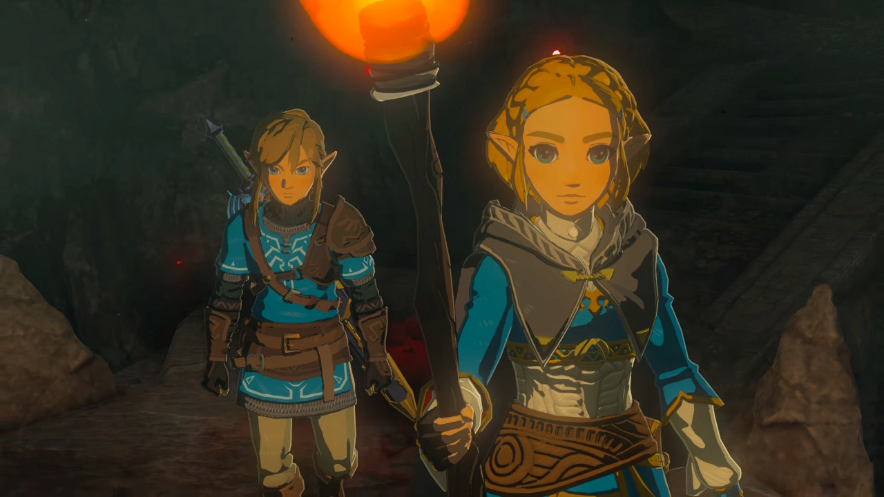 Link and Zelda from an early cutscene in Tears of the Kingdom