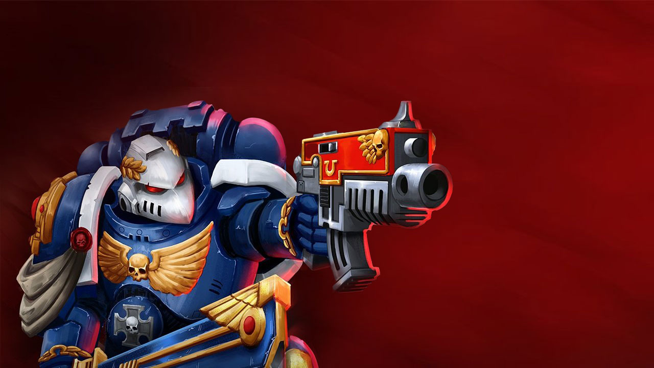 A modified version of the Words of Vengeance keyart with the main character holding a pistol on a redish background