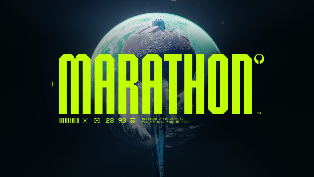 The Marathon logo overtop the planet from the game
