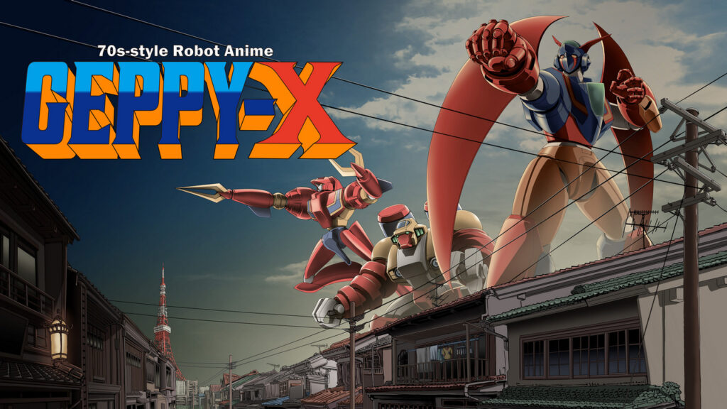 The Geppy-X Keyart featuring the three Robots that make up Geppy-X