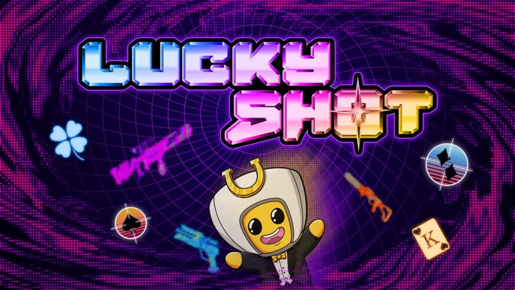 The Lucky Shot keyart featuring the game's title and mascot, plus a few different icons